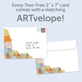 Load image into Gallery viewer, The envelope for Tree-Free’s New Kale card, along with the following text: “Every Tree-Free 5x7 card comes with a matching ARTvelope!”