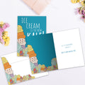 Load image into Gallery viewer, The inside of Tree-Free’s New Kale card, with the cover and envelope in the background.