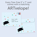 Load image into Gallery viewer, The envelope for Tree-Free’s Well Done Grad card, along with the following text: “Every Tree-Free 5x7 card comes with a matching ARTvelope!”