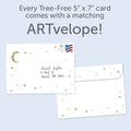 Load image into Gallery viewer, The envelope for Tree-Free’s Golden Friendship Card card, along with the following text: “Every Tree-Free 5x7 card comes with a matching ARTvelope!”