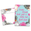 Load image into Gallery viewer, Cover of Sassy Classy Birthday card (featuring script text surrounded by artwork of flowers) and its matching envelope