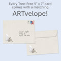 Load image into Gallery viewer, The envelope for Tree-Free’s Fairy Happy card, along with the following text: “Every Tree-Free 5x7 card comes with a matching ARTvelope!”