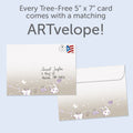 Load image into Gallery viewer, The envelope for Tree-Free’s Welcome to the World card, along with the following text: “Every Tree-Free 5x7 card comes with a matching ARTvelope!”
