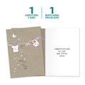 Load image into Gallery viewer, The cover and inside of Tree-Free’s Welcome to the World card, along with the following text: “1 greeting card, 1 matching envelope”