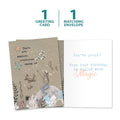 Load image into Gallery viewer, The cover and inside of Tree-Free’s Magical Creatures card, along with the following text: “1 greeting card, 1 matching envelope”