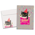 Load image into Gallery viewer, The cover of Tree-Free's Party Kitty card, along with its matching envelope.