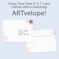 Load image into Gallery viewer, The envelope for Tree-Free’s Just A Note card, along with the following text: “Every Tree-Free 5x7 card comes with a matching ARTvelope!”