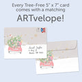 Load image into Gallery viewer, The envelope for Tree-Free’s Headed Home Christmas Card card, along with the following text: “Every Tree-Free 5x7 card comes with a matching ARTvelope!”