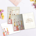 Load image into Gallery viewer, The inside of Tree-Free’s Champagne Wishes card, with the cover and envelope in the background.