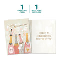 Load image into Gallery viewer, The cover and inside of Tree-Free’s Champagne Wishes card, along with the following text: “1 greeting card, 1 matching envelope”