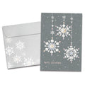 Load image into Gallery viewer, The cover of Tree-Free's Silver And Gold Christmas card, along with its matching envelope.