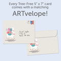 Load image into Gallery viewer, The envelope for Tree-Free’s Shama Llama card, along with the following text: “Every Tree-Free 5x7 card comes with a matching ARTvelope!”