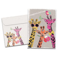 Load image into Gallery viewer, The cover of Tree-Free's Proud Giraffes card, along with its matching envelope.