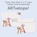 Load image into Gallery viewer, The envelope for Tree-Free’s Proud Giraffes card, along with the following text: “Every Tree-Free 5x7 card comes with a matching ARTvelope!”