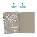 Load image into Gallery viewer, The cover and inside of Tree-Free’s Thoughts And Flowers All Occasion Card card, along with the following text: “1 greeting card, 1 matching envelope”