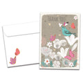 Load image into Gallery viewer, The cover of Tree-Free's Floral Bird Thank You Card card, along with its matching envelope.