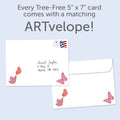 Load image into Gallery viewer, The envelope for Tree-Free’s Floral Bird Thank You Card card, along with the following text: “Every Tree-Free 5x7 card comes with a matching ARTvelope!”