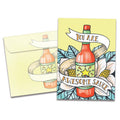 Load image into Gallery viewer, The cover of Tree-Free's Awesome Sauce Birthday Card card, along with its matching envelope.