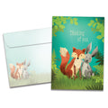 Load image into Gallery viewer, The cover of Tree-Free's Deep Woods Thoughts Thinking Of You Card card, along with its matching envelope.