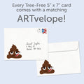 Load image into Gallery viewer, The envelope for Tree-Free’s Feeling Like Poo Get Well Card card, along with the following text: “Every Tree-Free 5x7 card comes with a matching ARTvelope!”