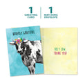 Load image into Gallery viewer, The cover and inside of Tree-Free’s Udderly Grateful Thank You Card card, along with the following text: “1 greeting card, 1 matching envelope”