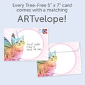Load image into Gallery viewer, The envelope for Tree-Free’s Rainbow Unicorn All Occasion Card card, along with the following text: “Every Tree-Free 5x7 card comes with a matching ARTvelope!”