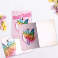 Load image into Gallery viewer, The inside of Tree-Free’s Rainbow Unicorn card, with the cover and envelope in the background.