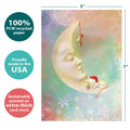 Load image into Gallery viewer, The cover of Tree-Free’s Christmas Dreams card with lines demonstrating its 5x7 dimensions, along with the following text: “100% PCW recycled paper, proudly made in the USA, sustainably printed on extra-thick card stock”