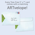 Load image into Gallery viewer, The envelope for Tree-Free’s Bouquet Of Light Friendship Card card, along with the following text: “Every Tree-Free 5x7 card comes with a matching ARTvelope!”