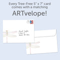 Load image into Gallery viewer, The envelope for Tree-Free’s Remnants Of Magic Friendship Card card, along with the following text: “Every Tree-Free 5x7 card comes with a matching ARTvelope!”