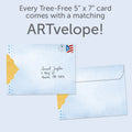 Load image into Gallery viewer, The envelope for Tree-Free’s Rare Jewel card, along with the following text: “Every Tree-Free 5x7 card comes with a matching ARTvelope!”