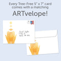 Load image into Gallery viewer, The envelope for Tree-Free’s Us Always Love Card card, along with the following text: “Every Tree-Free 5x7 card comes with a matching ARTvelope!”