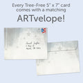 Load image into Gallery viewer, The envelope for Tree-Free’s Twinkle card, along with the following text: “Every Tree-Free 5x7 card comes with a matching ARTvelope!”