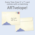 Load image into Gallery viewer, The envelope for Tree-Free’s What Lies Behind card, along with the following text: “Every Tree-Free 5x7 card comes with a matching ARTvelope!”