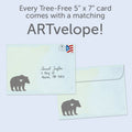 Load image into Gallery viewer, The envelope for Tree-Free’s Soft Tacos card, along with the following text: “Every Tree-Free 5x7 card comes with a matching ARTvelope!”