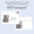 Load image into Gallery viewer, The envelope for Tree-Free’s You Rock Elephant card, along with the following text: “Every Tree-Free 5x7 card comes with a matching ARTvelope!”