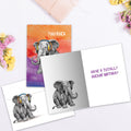 Load image into Gallery viewer, The inside of Tree-Free’s You Rock Elephant card, with the cover and envelope in the background.