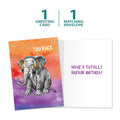 Load image into Gallery viewer, The cover and inside of Tree-Free’s You Rock Elephant card, along with the following text: “1 greeting card, 1 matching envelope”