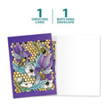 Load image into Gallery viewer, The cover and inside of Tree-Free’s Elegant Honey Bees All Occasion Card card, along with the following text: “1 greeting card, 1 matching envelope”