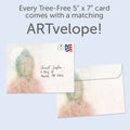 Load image into Gallery viewer, The envelope for Tree-Free’s Buddha Breath card, along with the following text: “Every Tree-Free 5x7 card comes with a matching ARTvelope!”