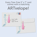 Load image into Gallery viewer, The envelope for Tree-Free’s Congrats Stork card, along with the following text: “Every Tree-Free 5x7 card comes with a matching ARTvelope!”