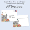 Load image into Gallery viewer, The envelope for Tree-Free’s White Tiger Flowers All Occasion Card card, along with the following text: “Every Tree-Free 5x7 card comes with a matching ARTvelope!”