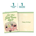 Load image into Gallery viewer, The cover and inside of Tree-Free’s Hippie Camper card, along with the following text: “1 greeting card, 1 matching envelope”