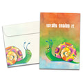 Load image into Gallery viewer, The cover of Tree-Free's Snailed It Congratulations Card card, along with its matching envelope.