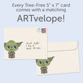 Load image into Gallery viewer, The envelope for Tree-Free’s Yoda Best card, along with the following text: “Every Tree-Free 5x7 card comes with a matching ARTvelope!”