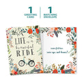 Load image into Gallery viewer, The cover and inside of Tree-Free’s Beautiful Ride Support Card card, along with the following text: “1 greeting card, 1 matching envelope”