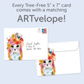 Load image into Gallery viewer, The envelope for Tree-Free’s You Are Owlsome Friendship Card card, along with the following text: “Every Tree-Free 5x7 card comes with a matching ARTvelope!”