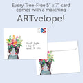 Load image into Gallery viewer, The envelope for Tree-Free’s Purrrfect Self Get Well Card card, along with the following text: “Every Tree-Free 5x7 card comes with a matching ARTvelope!”