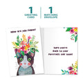 Load image into Gallery viewer, The cover and inside of Tree-Free’s Purrrfect Self Get Well Card card, along with the following text: “1 greeting card, 1 matching envelope”