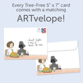 Load image into Gallery viewer, The envelope for Tree-Free’s Use The Forks card, along with the following text: “Every Tree-Free 5x7 card comes with a matching ARTvelope!”